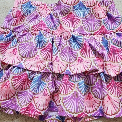 Tommy Bahama Girls' Ruffled Glitter Seashell Skort in Pink, Purple, Blue szXS/4 - Picture 11 of 12