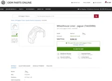 BACK Wheelhouse Liner LH and RH for Jaguar F-PACE 2017+