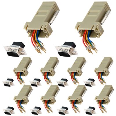 10-Pack DB9 Male to RJ45 Ethernet Adapter 9-Pin Serial Port LAN Converter