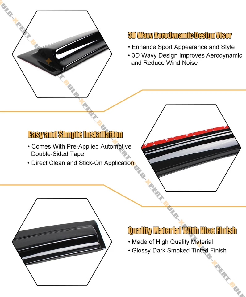 PARA HONDA CRZ 2011-16 HATCHBACK ESTILO ONDULADO VENTANA TINTADA HUMO VISERA PROTECTOR DE LLUVIA Foto 3 de 4