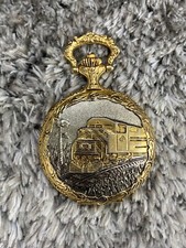 VTG Two Tone Locomotive Motor Railway Train Steampunk Pocket Watch Brut Works