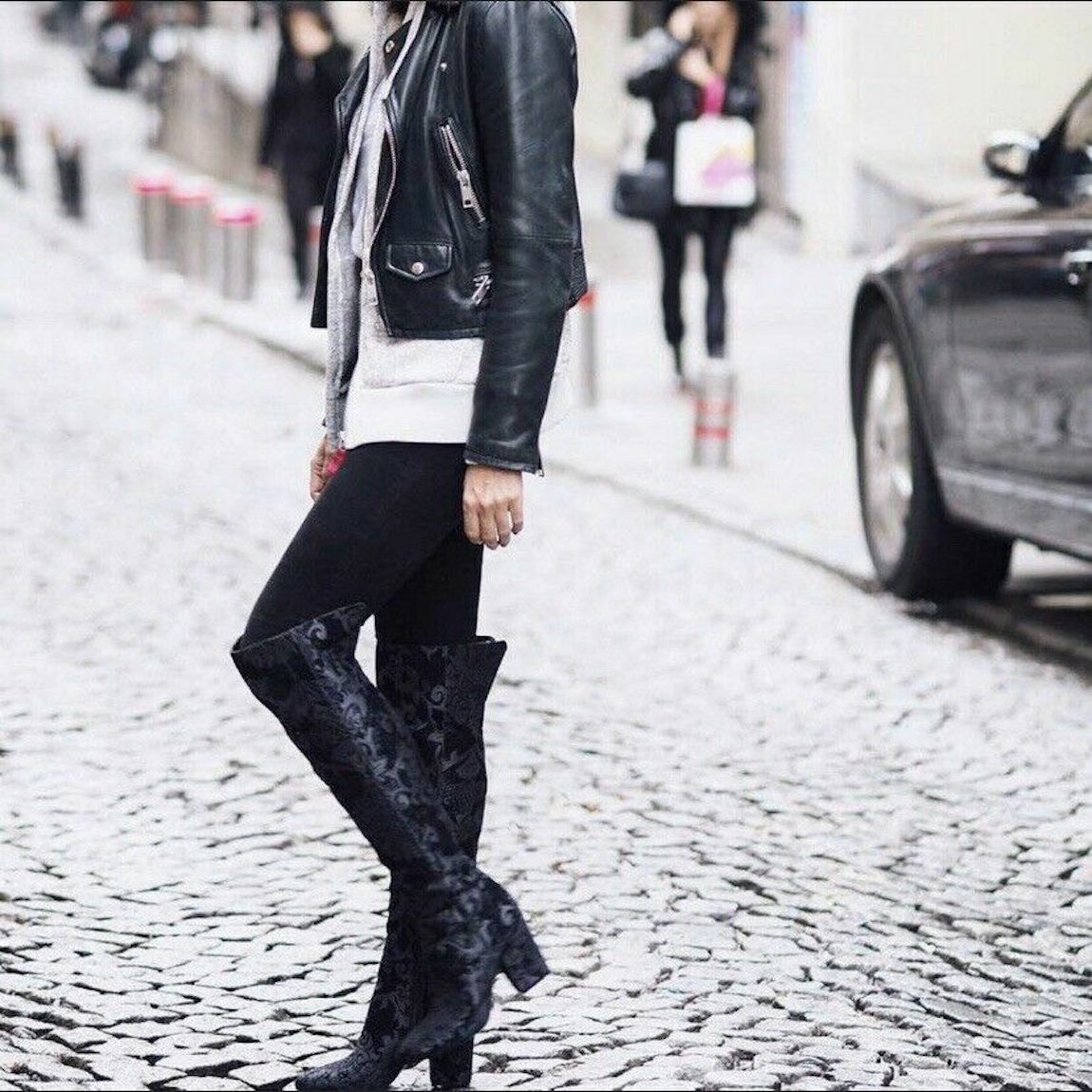 Nine West Siventa Black Over-the-Knee Boot Black Brocade Nine West Siventa Black Over-the-Knee Boot Black Brocade