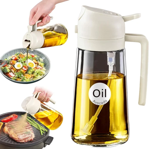 16Oz Oil Sprayer for Cooking 2 in 1 Olive Oil Dispenser Bottle Air Fryer BBQ