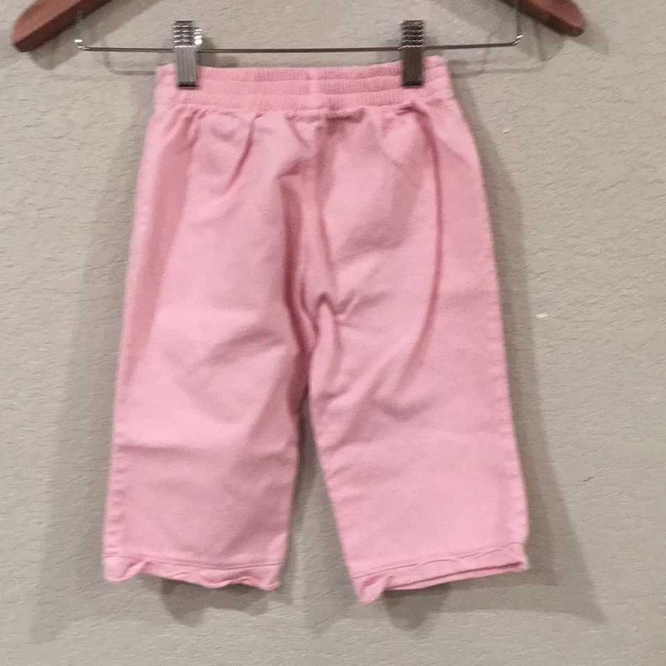 Pantalones capri Crazy 8 Girls 4 rosa texturizado dobladillo festoneado 100 % algodón Foto 2 de 4