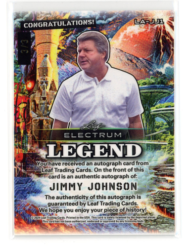 2024 Leaf Electrum Jimmy Johnson Auto Autograph /3 3/3 - Legend SP - Picture 2 of 2
