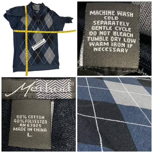 Suéter Method Para Hombres Grande Argyle 1/4 Cremallera Cuello Simulado Trabajo Oficina Gris Preppy - Imagen 4 de 13