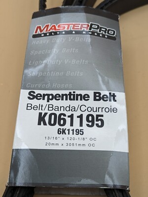 MASTERPRO 6K1195 Standard V-Ribbed Serpentine Belt Fits Sierra 