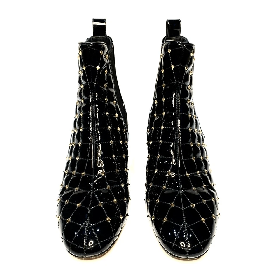 Valentino Garavani Rockstud Quilted Boots EU 38.5 US 8.5 Black Ankle Booties - Image 2 of 4