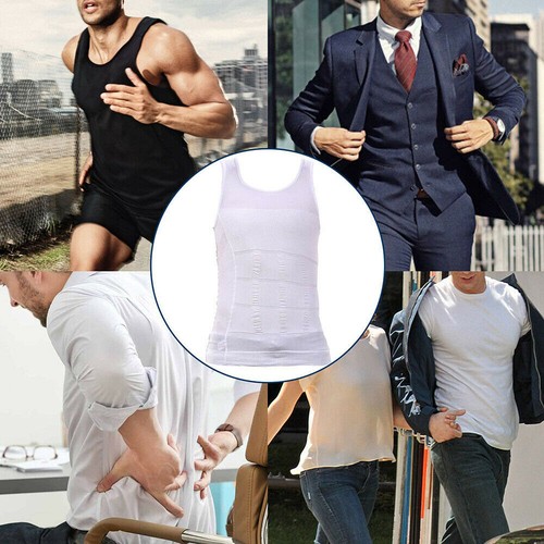 Men's Slimming Body Shaper Vest Abs Abdomen Compression Shirt Workout Tank Tops - Picture 7 of 16