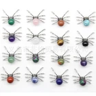 10pcs Mixed Natural Stone Alloy Long Legged Spider Pendants DIY Jewelry Making