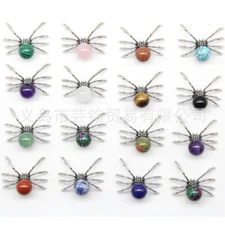 10pcs Mixed Natural Stone Spider Pendants Chakra Reiki Healing Amulet Jewellery