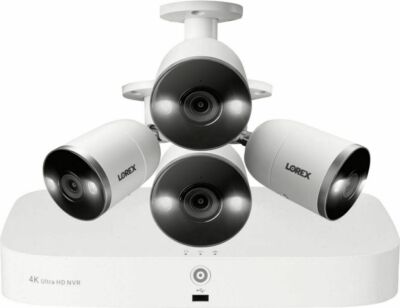 Lorex 4K NVR Security System w/ 4 Smart Deterrence Cameras w/ Motion Detection 