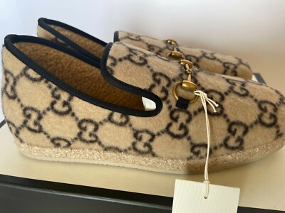 NEW Authentic Gucci Men's Fria Loafer Interlocking GG Wool G US 