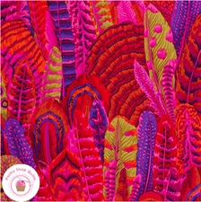 KAFFE FASSETT Free Spirit FEATHERS J055 RED Warm Quilt 