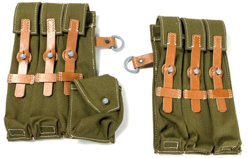 WWII GERMAN 9mm MACHINE PISTOL MP CANVAS AMMO POUCHES-OLIVE