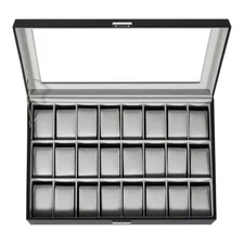24 Slots Watch Box Large PU Leather Jewelry Organizer Display Case Lockable Gift