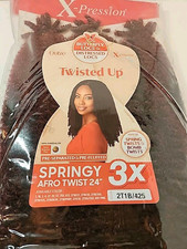 NEW Outre 3 PK AFRO TWISTS 24" Extension Springy Tight Braids 2T1B/425 Red Brown