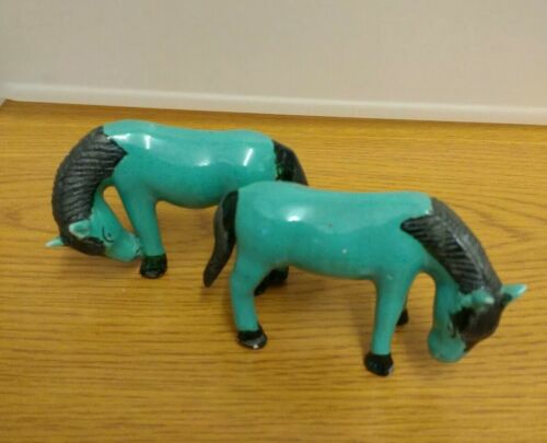 Vintage Chinese Export turquoise Blue glaze horse figurines - Picture 10 of 12
