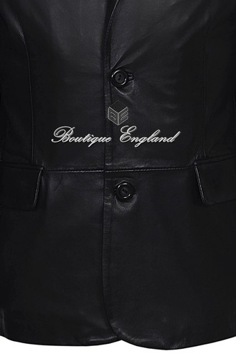 Mens Leather BLAZER Black Classic ITALIAN Tailored Soft REAL LEATHER 4080 - Picture 7 of 11