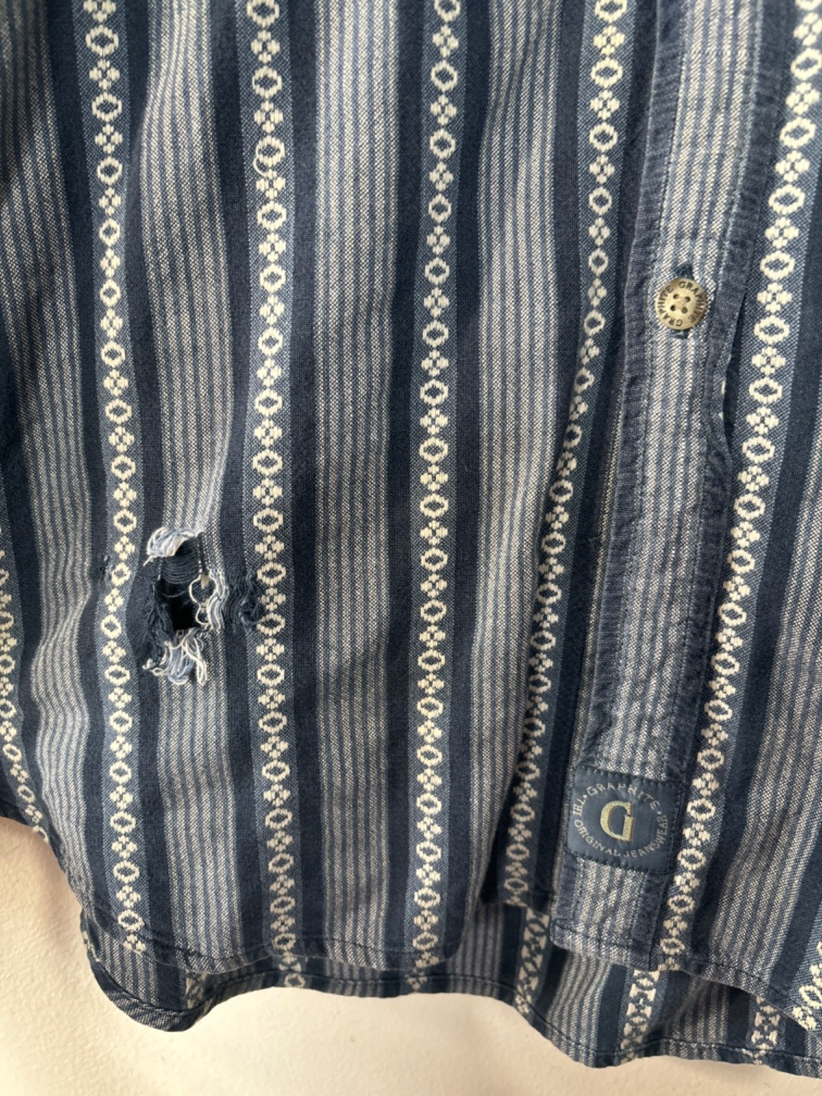 vintage pattern button down graphite size L - image 2