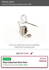 Wells Hi-Limit Man Reset 440F WS-58656  Geniune OEM