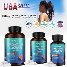 Magnesium Glycinate 500mg-Supports Deep Sleep,Stress Anxiety Relief,60  240 Caps