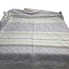Pottery Barn Kids Full Queen Quilt Comforter Lavender Ruffle Stripe Polka Dot