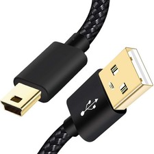 SCOVEE Mini USB Cable Braided 6ft Type A Male to B Data 6ft, Black 
