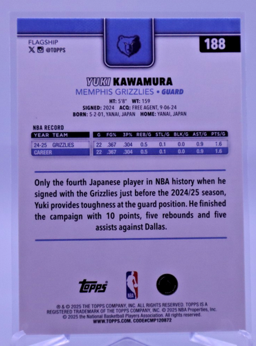 2025-26 Topps #188 Yuki Kawamura Basketballkorb Parallel H083 - Bild 2 von 2