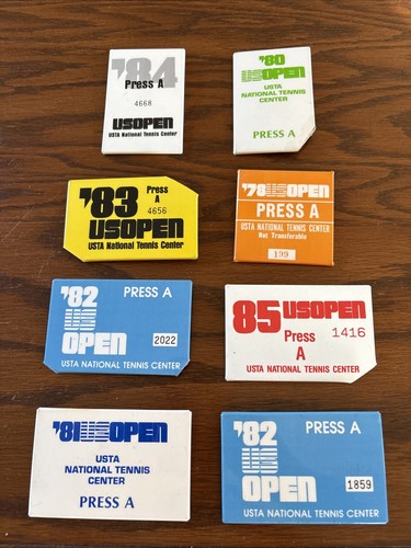 Konvolut Vintage Presseausweis Pins US Open Tennis USTA