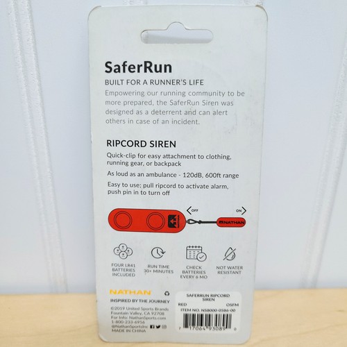 Nathan SaferRun Ripcord Siren Loud 120dB Emergency Safety Alarm Red New Runner - Picture 2 of 5