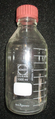 #1) Schott-Duran Laborglasflasche, 1000 ml Ausgießring Schraubkapp GL 45