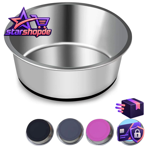 Edelstahl HundenäPfe Futternapf Rutschfest Silikonbasis 14Cm FüR Hunde Katzen-image