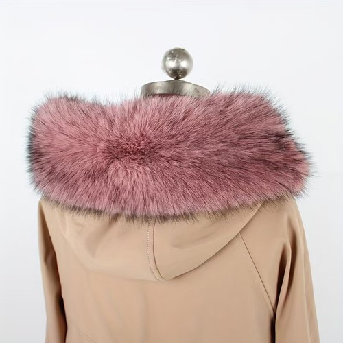 Tira de cuello de piel sintética suave 75 cm * 15 cm, ribete desmontable multicolor para chaqueta de abrigo - Imagen 39 de 60