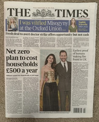 The Times 11th December 2025 11/12/25 Camila Morrone & Tom Hiddleston