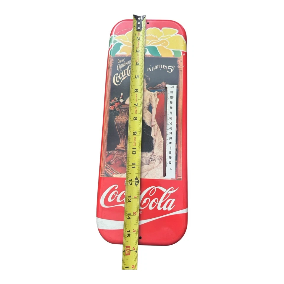 1981 Coke Coca Cola Tin Advertising Thermometer with Lillian Nordica - Image 3 of 4