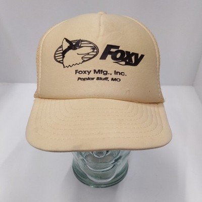 Foxy Mfg Inc Trucker Hat Men's Snapback Cream Tan Vintage Fox Logo K-Products