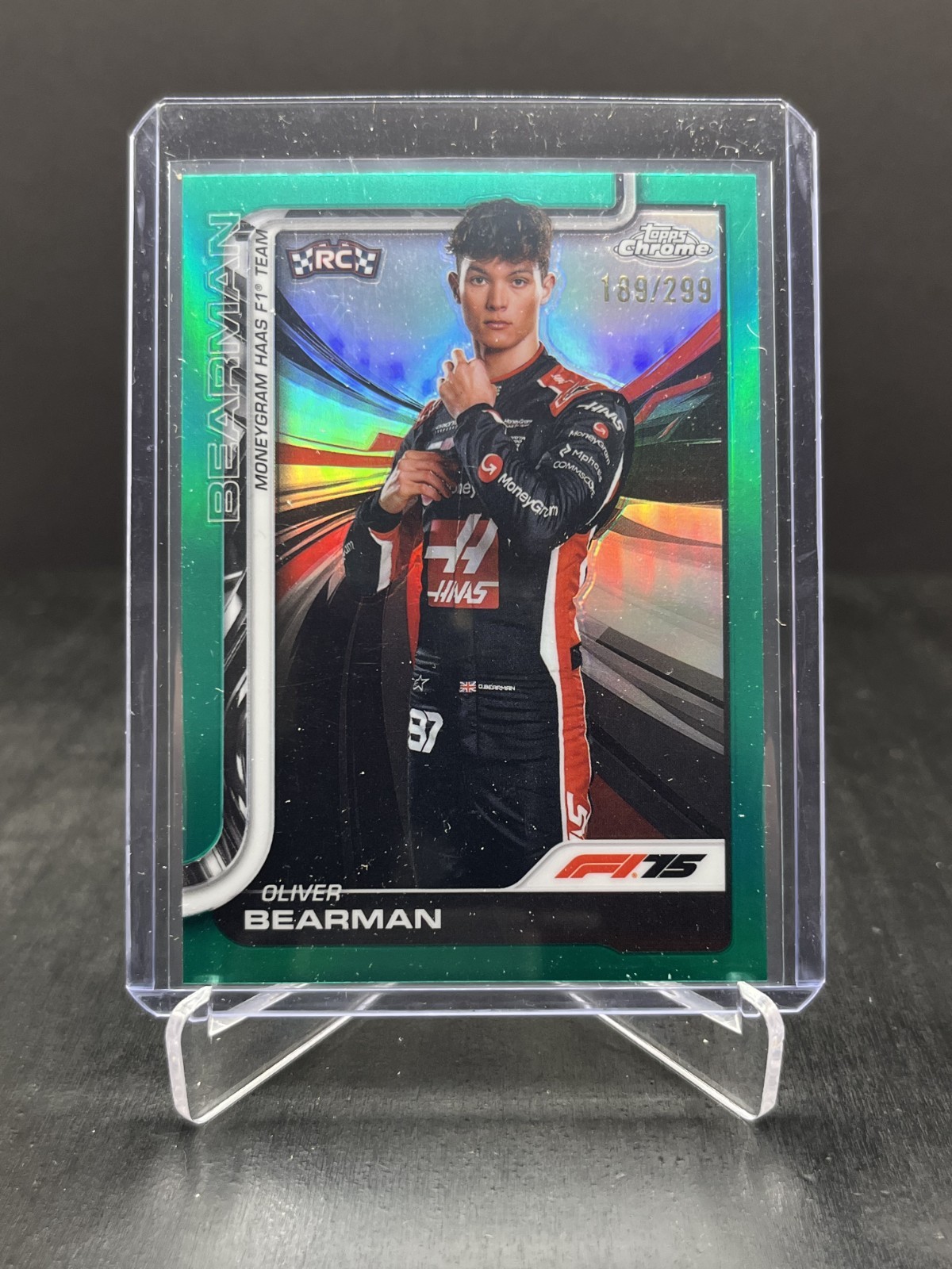 2025 Topps Chrome F1 Oliver Bearman RC Portrait Teal Refractor 189/299 #14