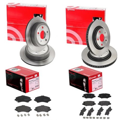 brembo BREMSSCHEIBEN + BELÄGE VORNE + HINTEN passend für JEEP WRANGLER 3 JK