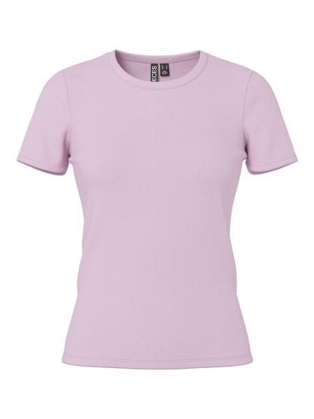 T-Shirt Damen Pieces Pcmay Geripptes Kurzarm Baumwolle Schwarz GrößE M-image