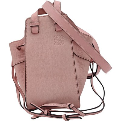 LOEWE Hammock Drawstring Mini Pink Calfskin Shoulder Bag #OKB3304