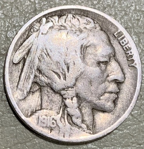 1916 Buffalo nickel, nice FINE details coin, original surfaces, reverse rim cuts