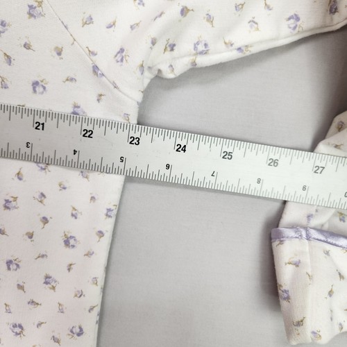 Villager Liz Claiborne Zip Up Robe Women's L White Purple Floral Cottage Granny - Picture 4 of 7