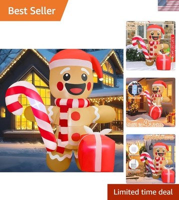 Water-Resistant Gingerbread Inflatable 5.5FT   Quick 45s Setup for Christmas Fun