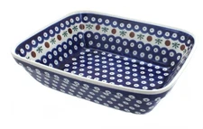 Blue Rose Polish Pottery Nature Medium Deep Baker