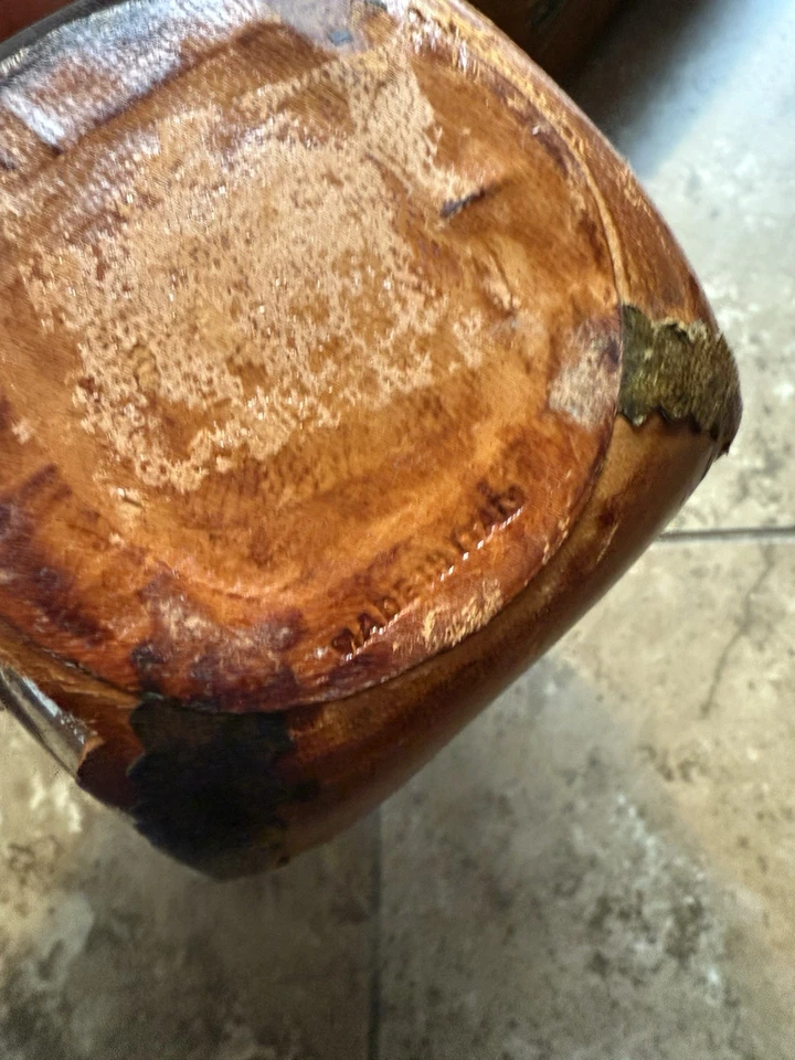 Vintage Italian Leather Wrapped Glass Decanter Bottle with Stopper Made in Italy - Image 4 of 4