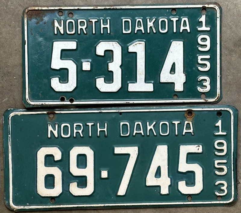1953 North Dakota License Plates