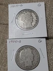 1900-O & 1900-S Better Date Silver Barber Half Dollars, Good Condition