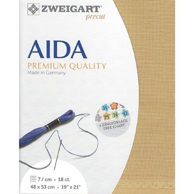 Zweigart AIDA Precut 18ct Fein-Aida 3793 Sand 3040 Kreuzstichstoff 48x53cm