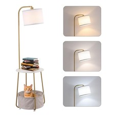 Floor Lamp with Cat Bed, Adjustable Lampshade, 3 Color Temperatures, Foot Swi...